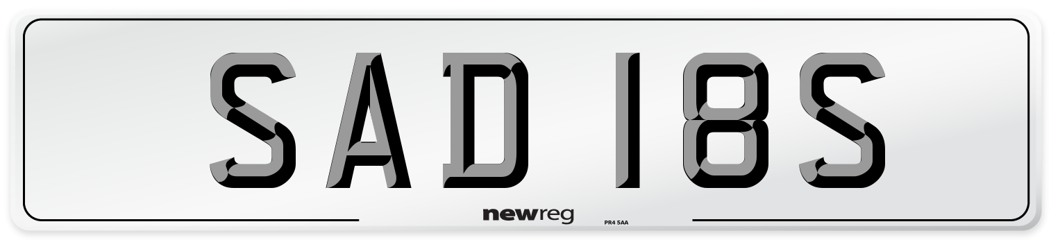 SAD 18S Number Plate from New Reg